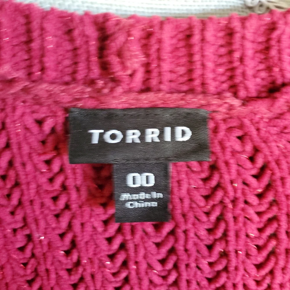 Torrid Red‎ Metallic Lurex Knit Cardigan Sweater